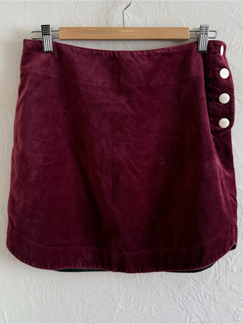 & Other Stories Burgundy Velvet Mini Skirt